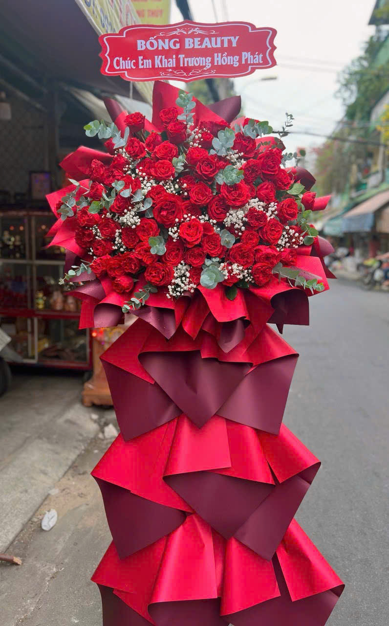  Hoa khai trương tone đỏ – May mắn, phát đạt